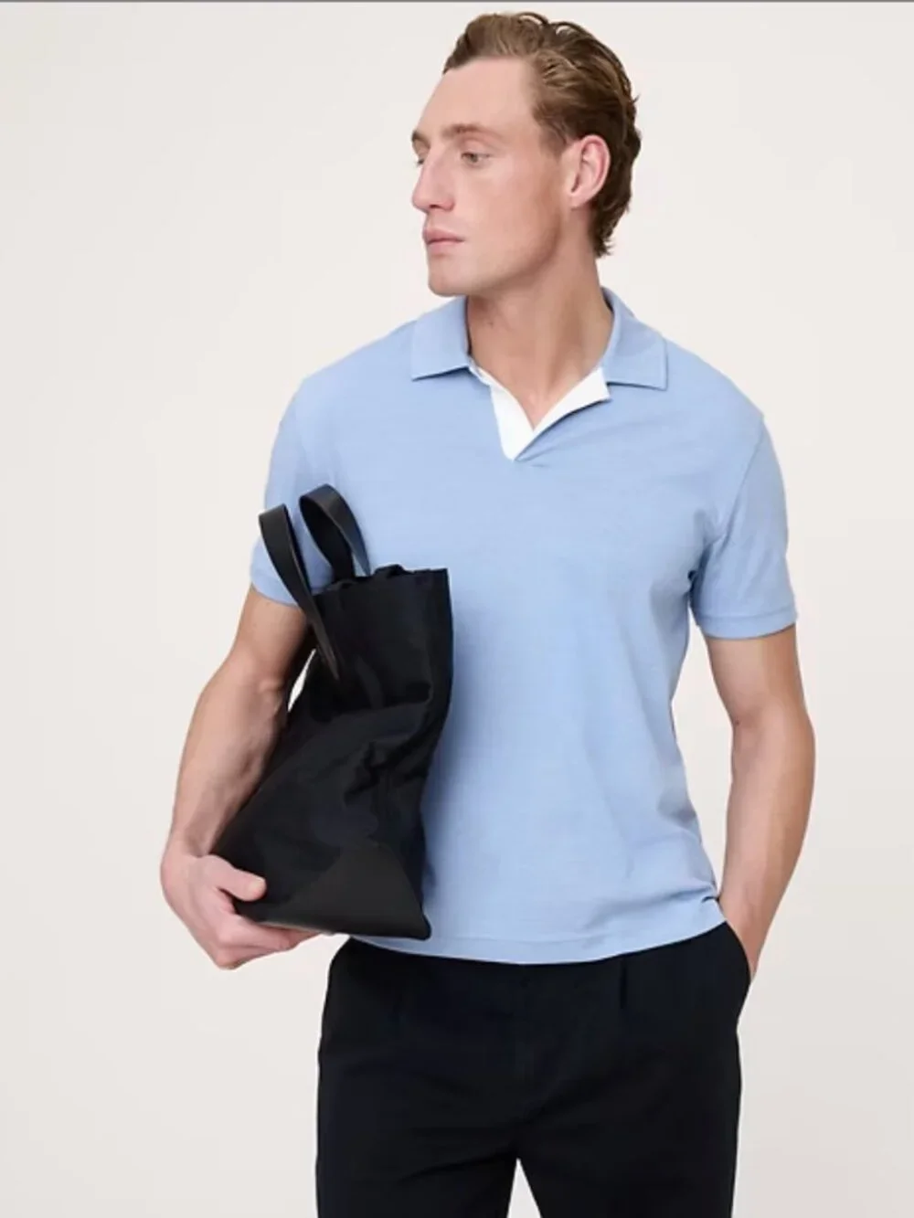 Banana Republic NWT Luxury-Touch Stripe Blue Stripe Polo Cotton Shirt XL